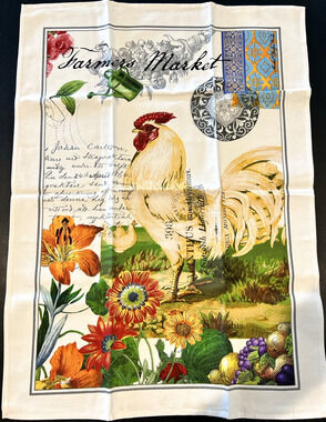 Michel Design Works Farmers Market Rooster Kitchen Towel French Country Set of 2